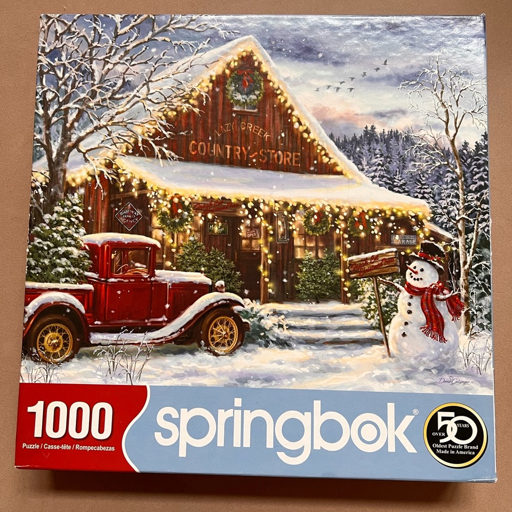 Springbok 1000-Piece Holiday Puzzle - Red Truck & Snowman